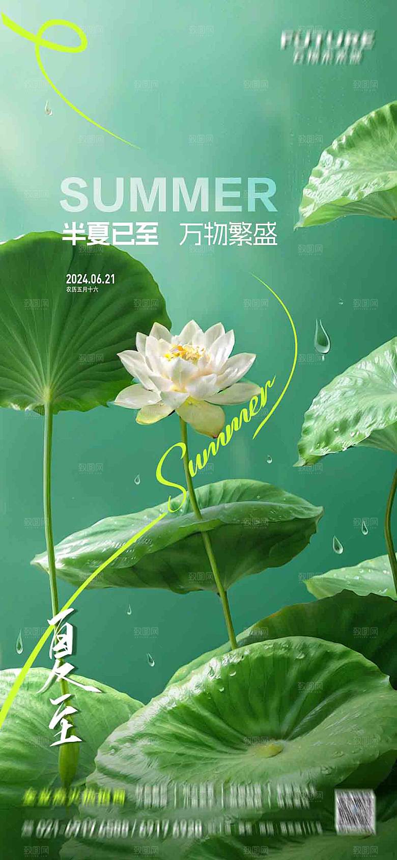 夏至节气简约大气海报