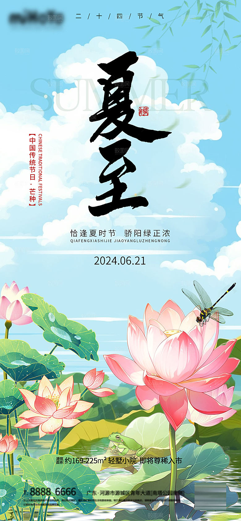夏至节气简约大气海报