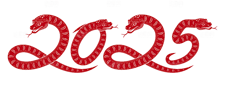 蛇年2025年新年春节红色中式蛇纹元素图