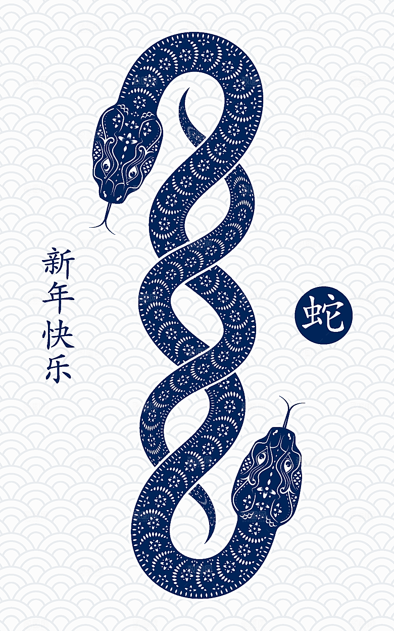 蛇年2025年新年春节中式蛇纹元素图