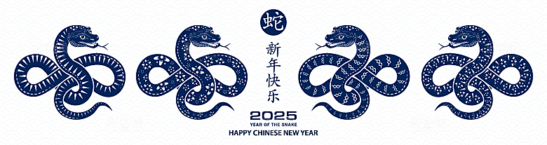 蛇年2025年新年春节中式蛇纹元素图