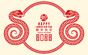 蛇年2025年新年春节中式蛇纹元素图