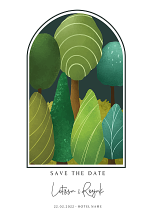 卡通手绘森林树林树木绿植自然风景海报插画