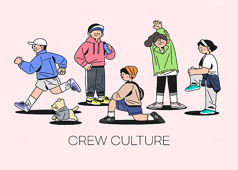 卡通手绘扁平人物插画素材