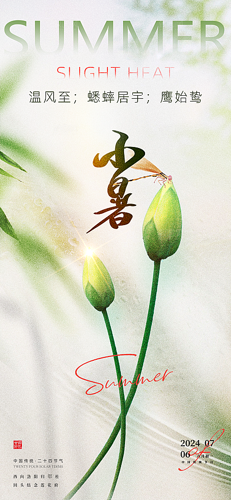 二十四节气小暑节日宣传海报插画