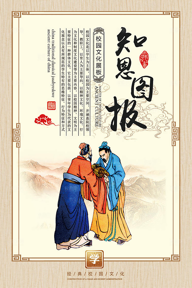 中国传统校园文化展板模版