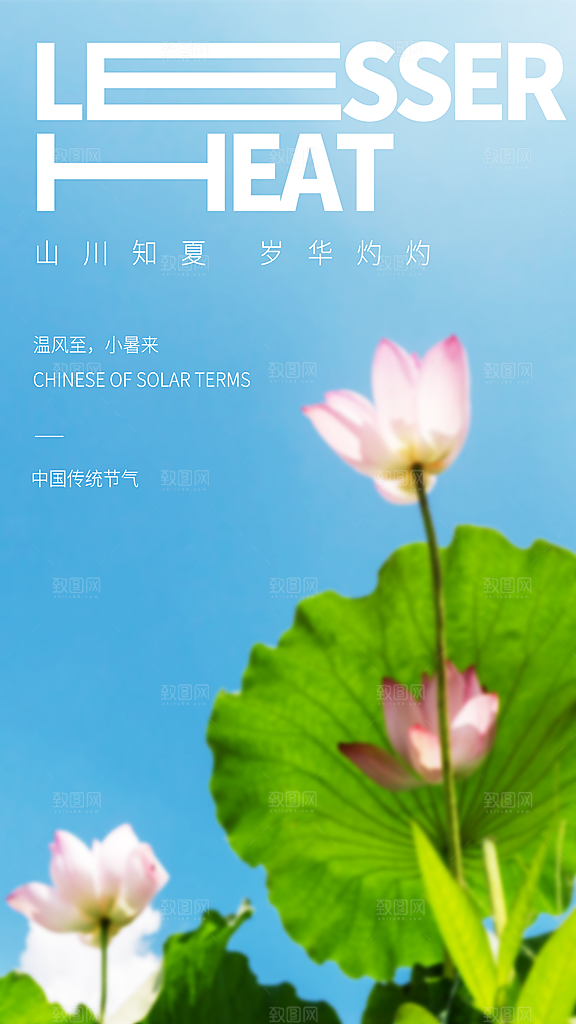 二十四节气小暑节日宣传海报插画
