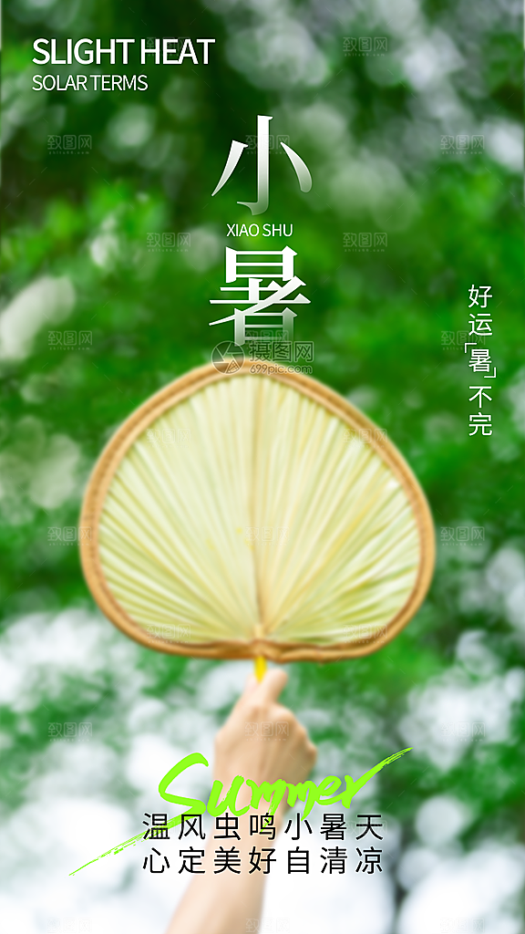 二十四节气小暑节日宣传海报插画