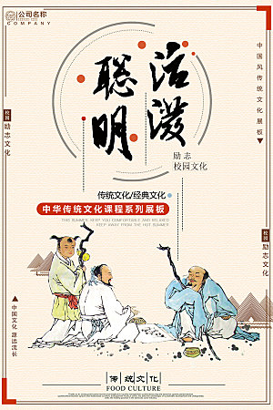 中国传统校园文化展板模版