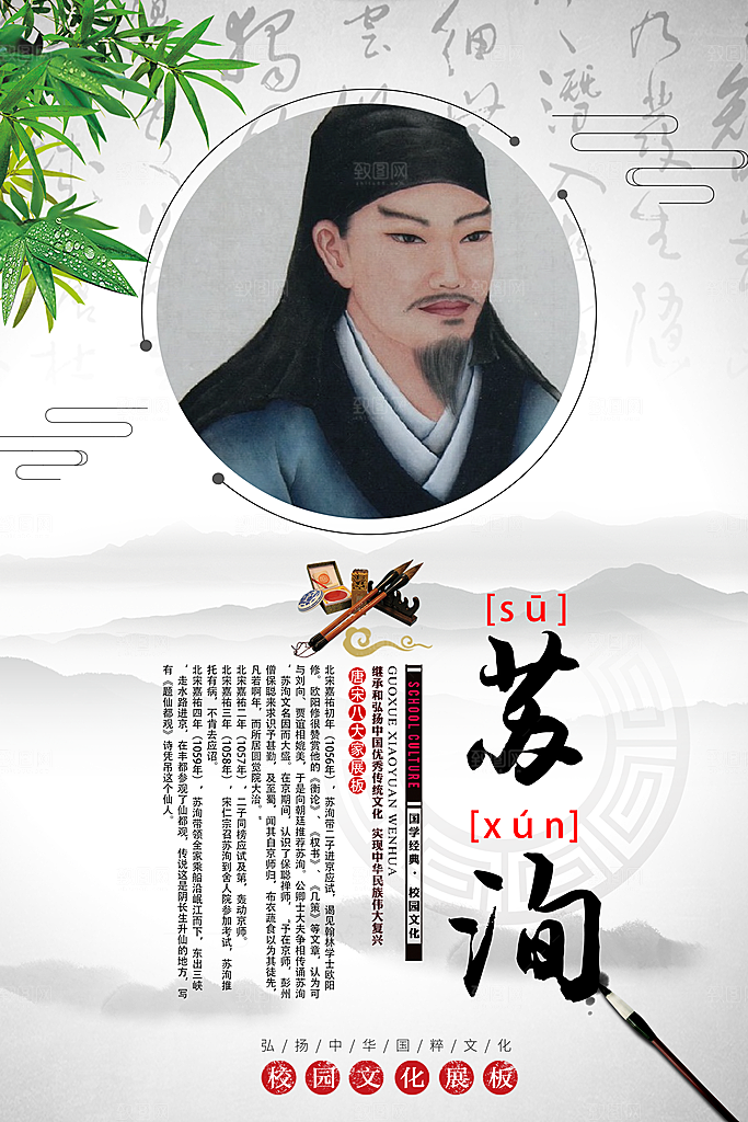 中国传统校园文化展板模版