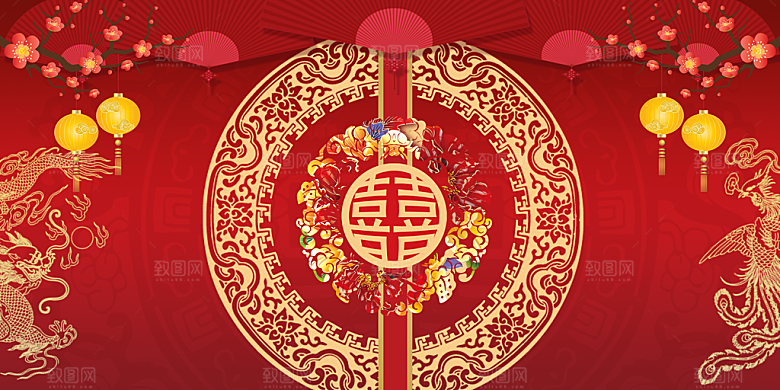 红色婚礼设计素材