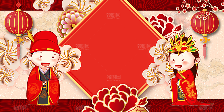 红色婚礼背景宣传素材