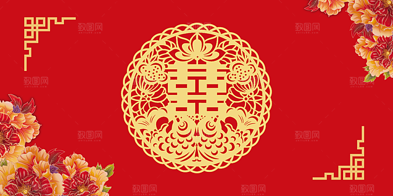 红色婚礼背景宣传素材