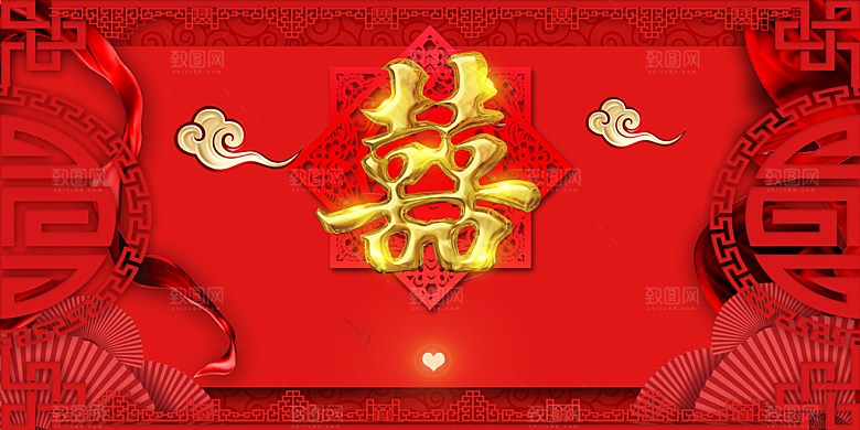 红色婚礼背景宣传素材