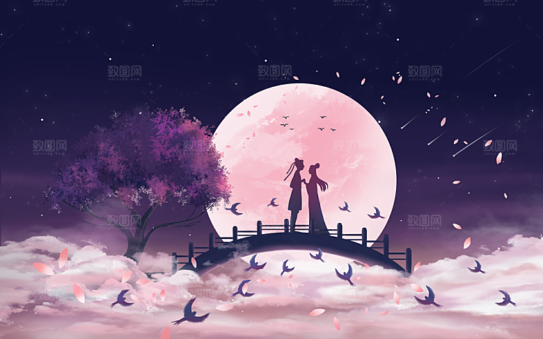 七夕海报背景设计