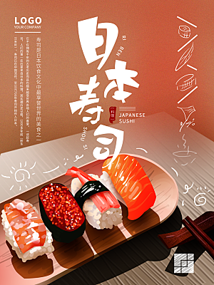 日本寿司宣传海报设计素材