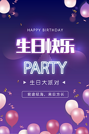 生日party聚会生日快乐主视觉背景展板