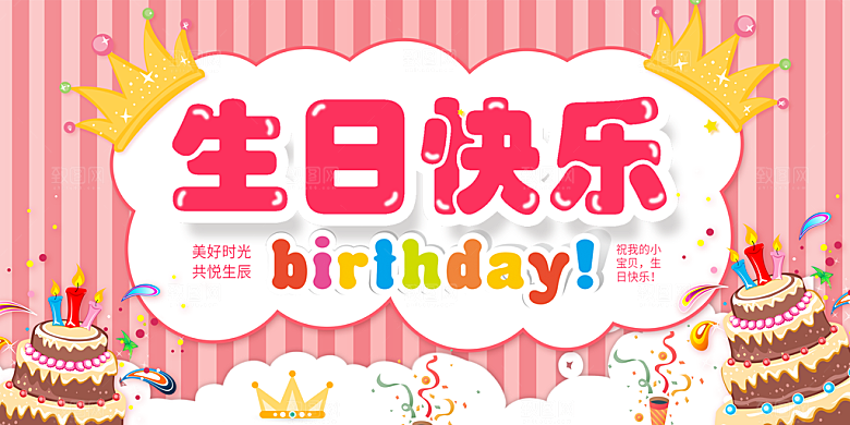 生日party聚会生日快乐主视觉背景展板