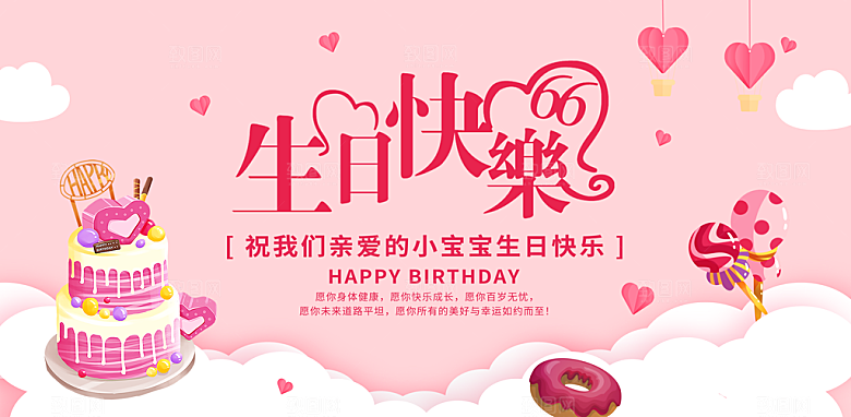 生日party聚会生日快乐主视觉背景展板