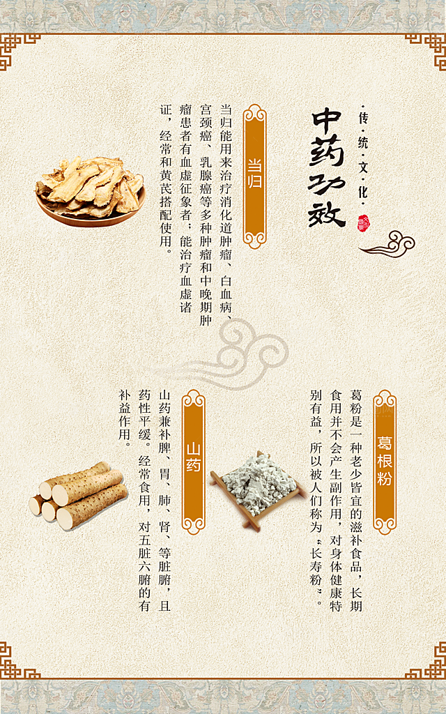 中药功效当归山药葛根粉
