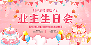 生日party聚会生日快乐主视觉背景展板