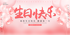 生日party聚会生日快乐主视觉背景展板