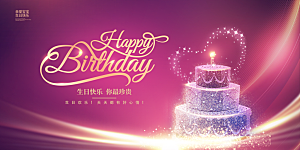 生日party聚会生日快乐主视觉背景展板