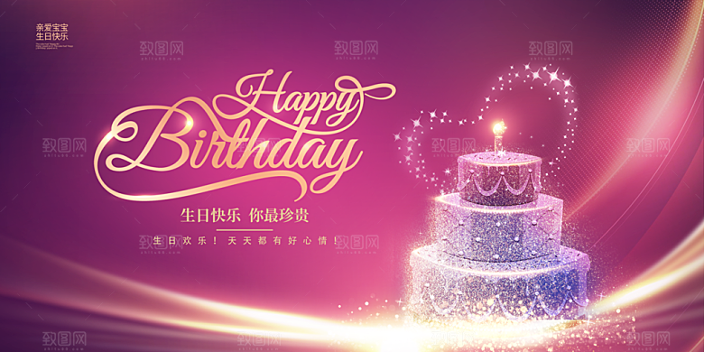 生日party聚会生日快乐主视觉背景展板