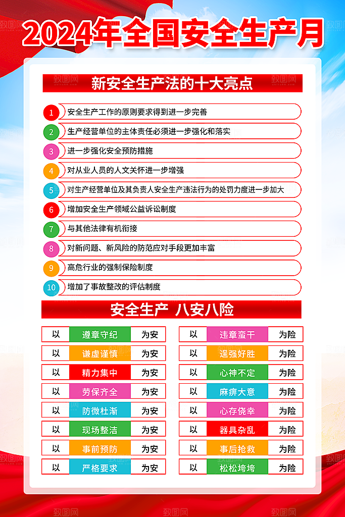 2024年安全生产月展板主KV背景宣传栏展架