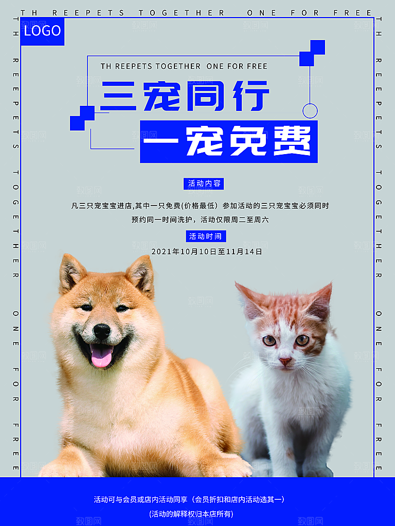 宠物动物口粮商店美容海报