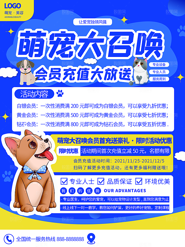 宠物动物口粮商店美容海报