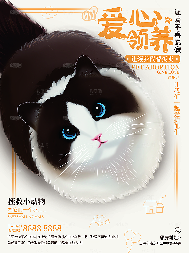 宠物动物口粮商店美容海报