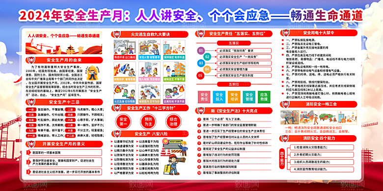 2024年安全生产月展板主KV背景宣传栏展架
