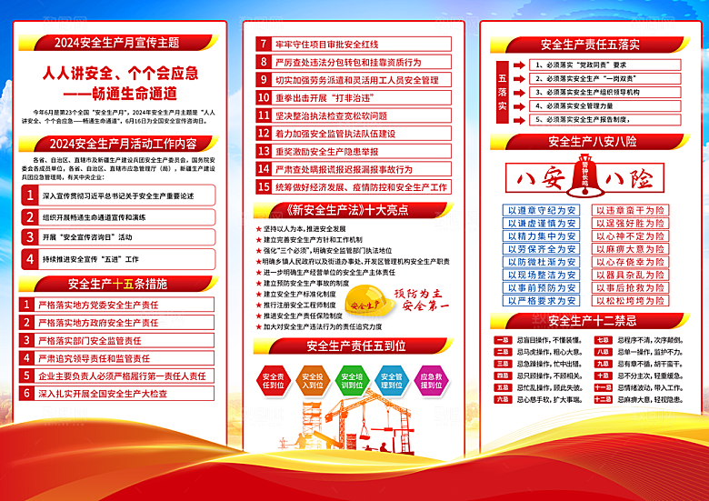 2024年安全生产月展板主KV背景宣传栏展架