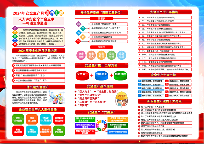 2024年安全生产月展板主KV背景宣传栏展架