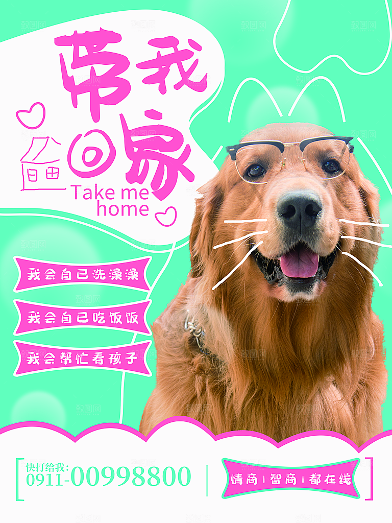 宠物动物口粮商店美容海报