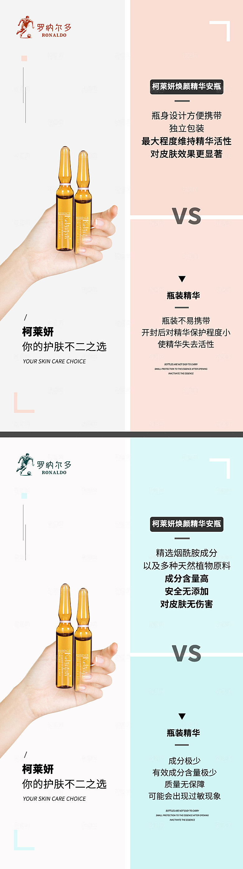 简约护肤创意产品功效对比海报
