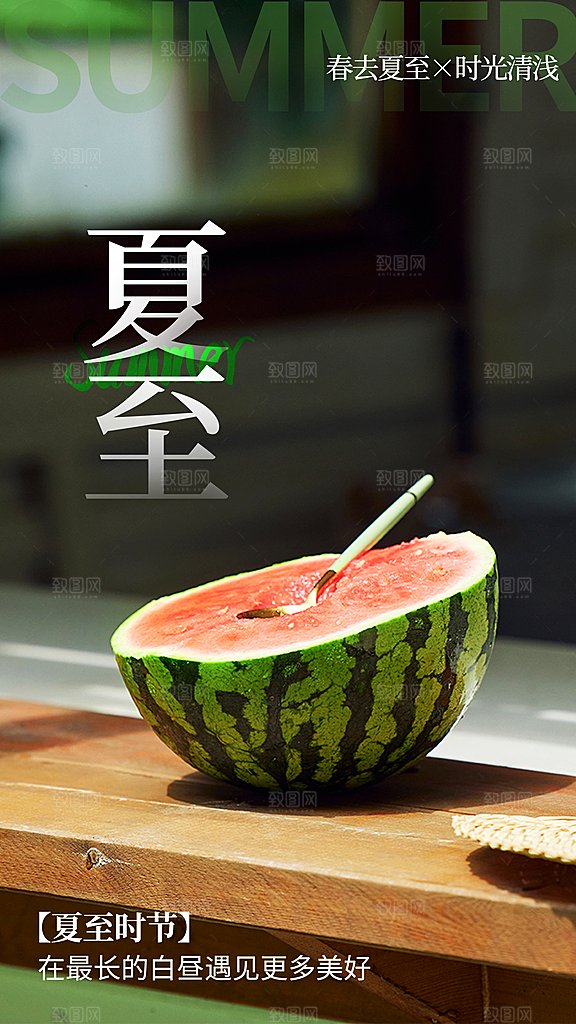 简约清新夏至节气摄影图海报