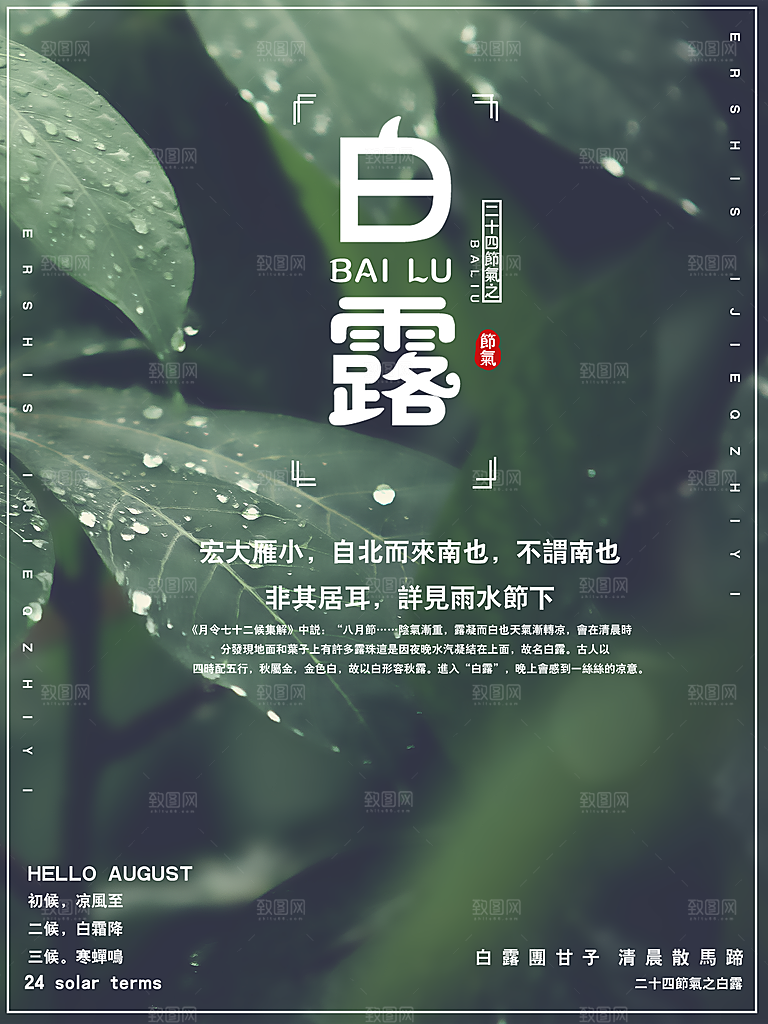 传统节气白露海报模版素材