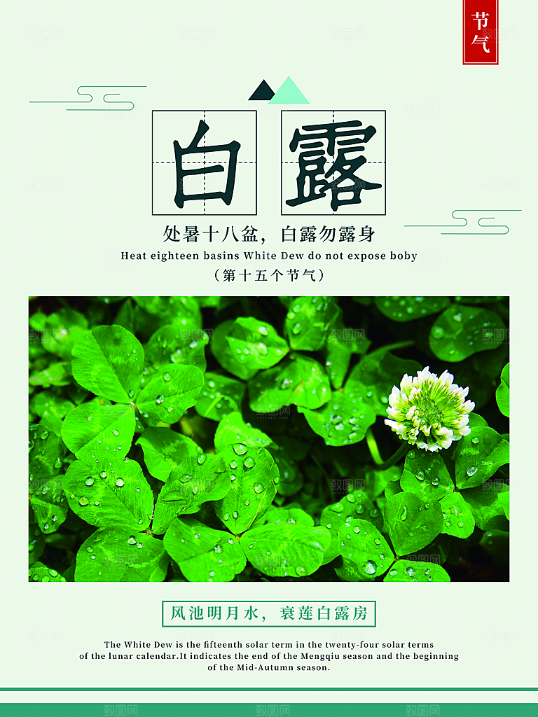 传统节气白露海报模版素材