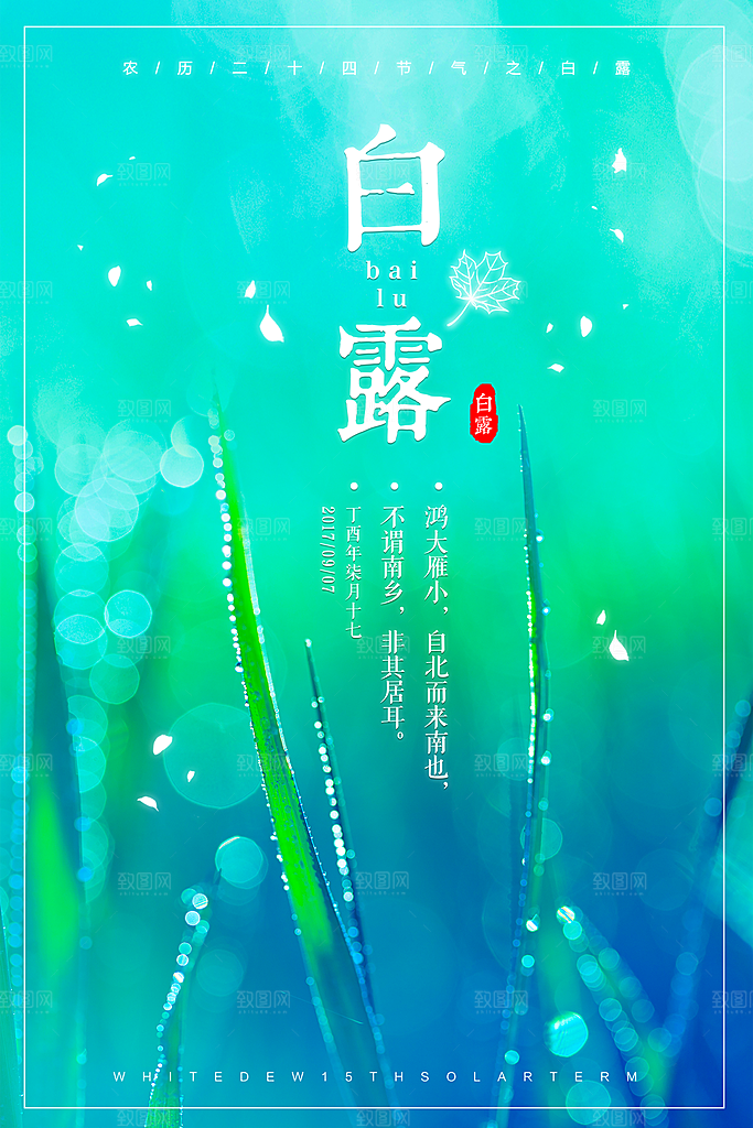 传统节气白露海报模版素材