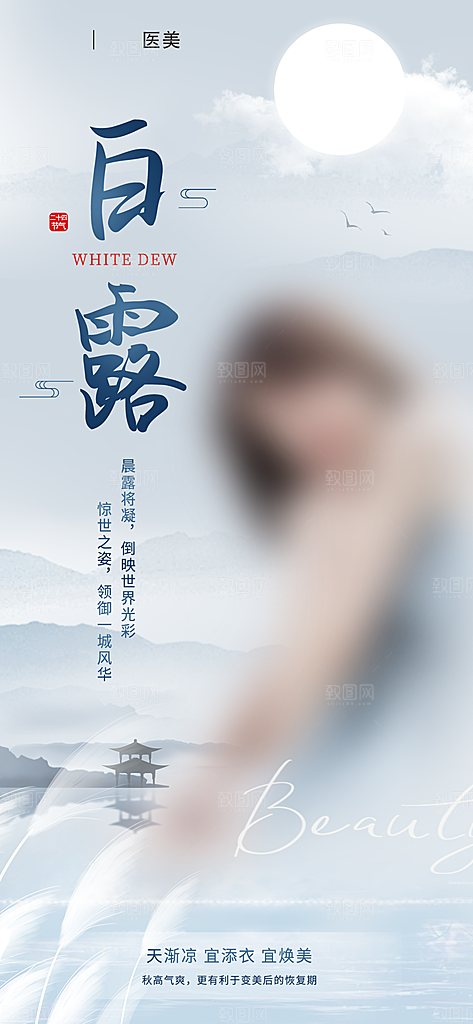 白露节气简约大气海报
