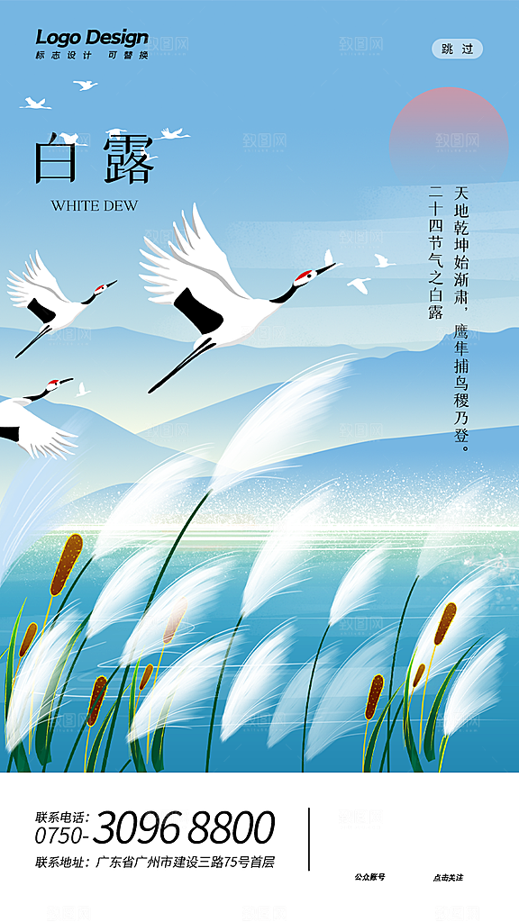 传统节气白露海报模版素材