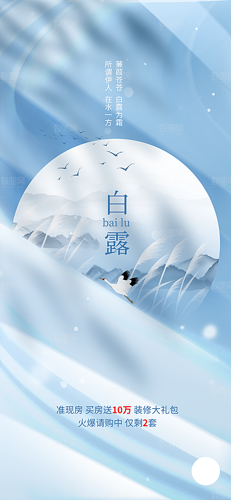 白露节气简约大气海报