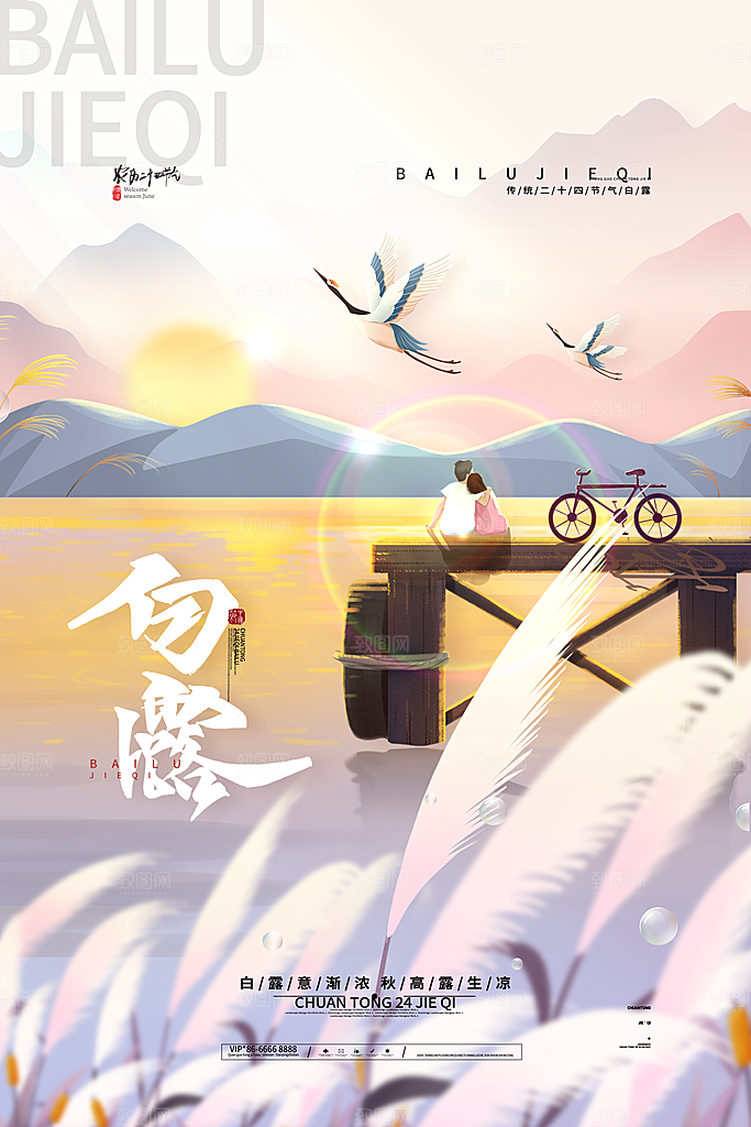 白露节气简约大气海报