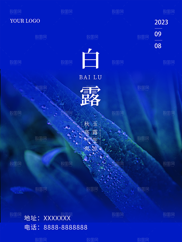 传统节气白露海报模版素材