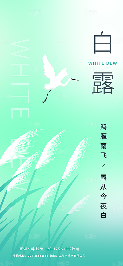 传统节气白露海报模版素材