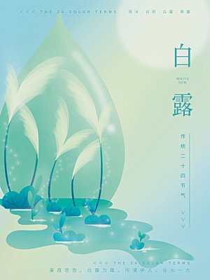 传统节气白露海报模版素材