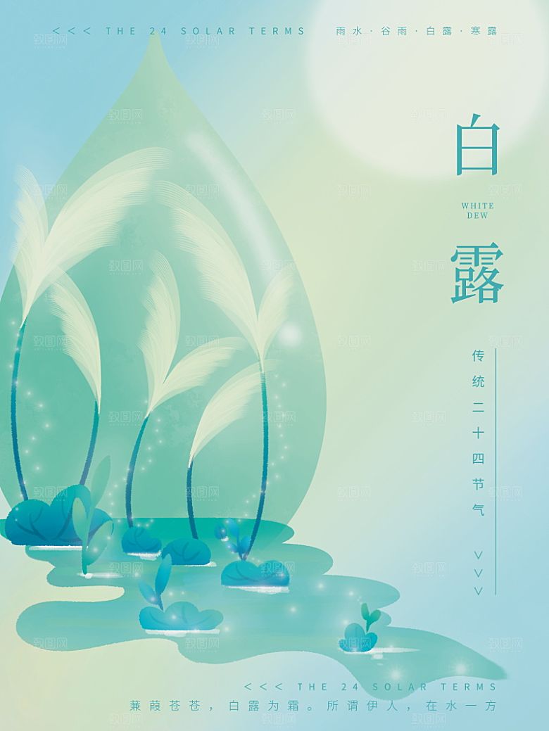 传统节气白露海报模版素材