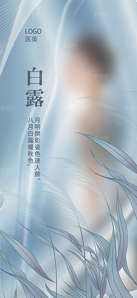 白露节气简约大气海报